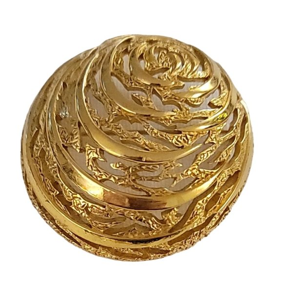Trifari Gold Tone Modernist Clam Style Smooth Textured Brooch, Signed K917 - Picture 1 of 8